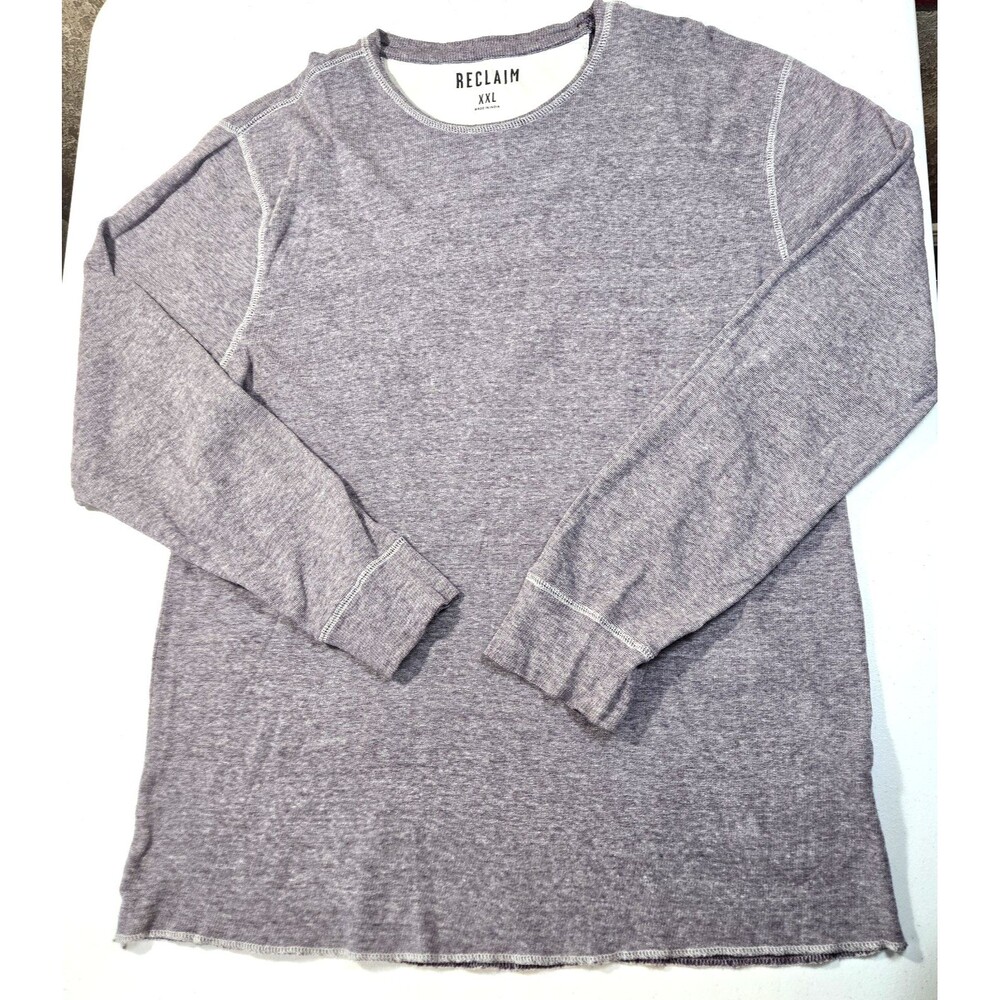 Reclaim Mens Cotton Standard Fit Long Sleeve Crew Neck XXL Heathered Purple